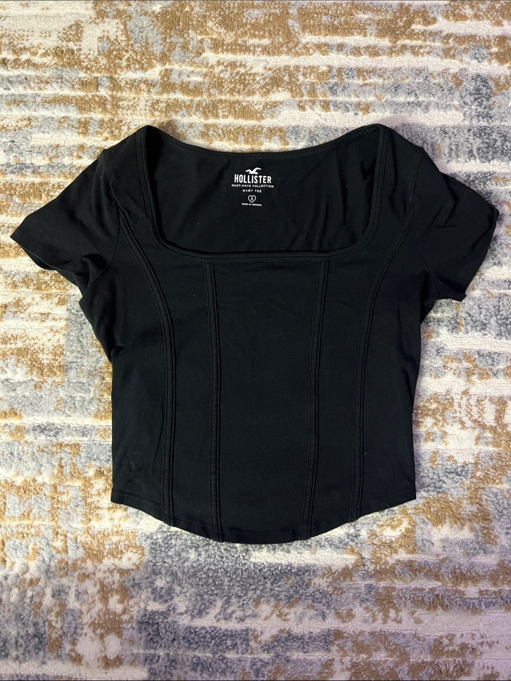 Hollister Black Square-Neck Fitted Top